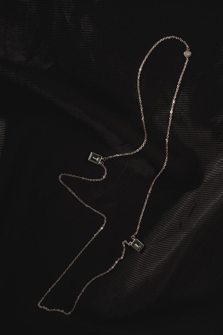 Inner Strength Silver Green Necklace